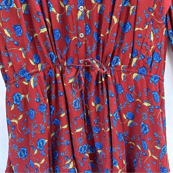Free People Flower Fields Maroon with Blue Floral Pattern Mini Dress Medium - Picture 5 of 10